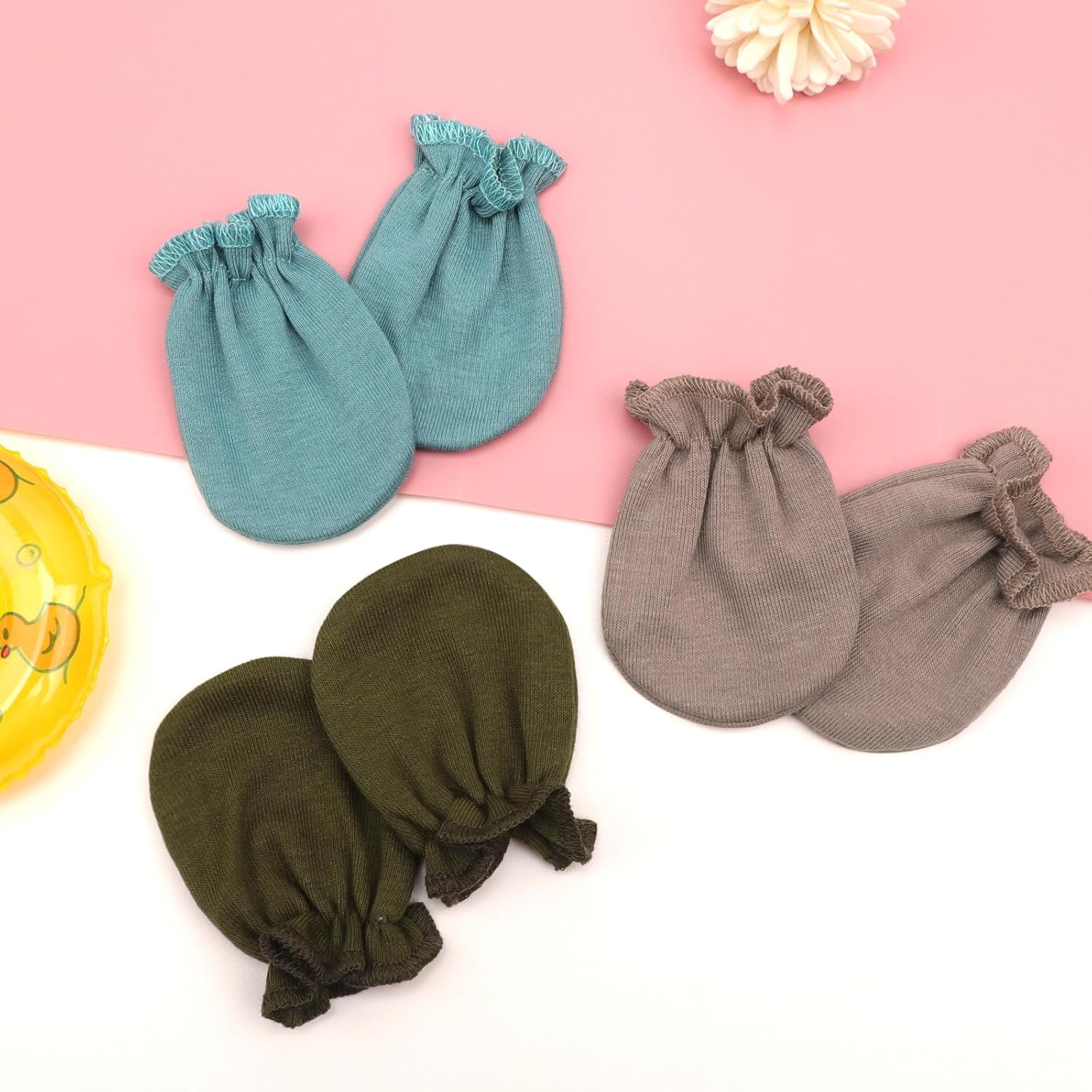 BQUBO Newborn Infant Toddler Mittens No Scratch Cotton Elastic Wrist Gloves Hypoallergenic for 0-6 Months Baby Boys Girls - Image 2