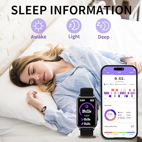 Miniatura 5 de SYEEKOM Reloj inteligente para mujer (respuestahacer llamadas) 1.57 pulgadas HD Fitness Tracker reloj inteligente con frecuencia cardíaca saturación