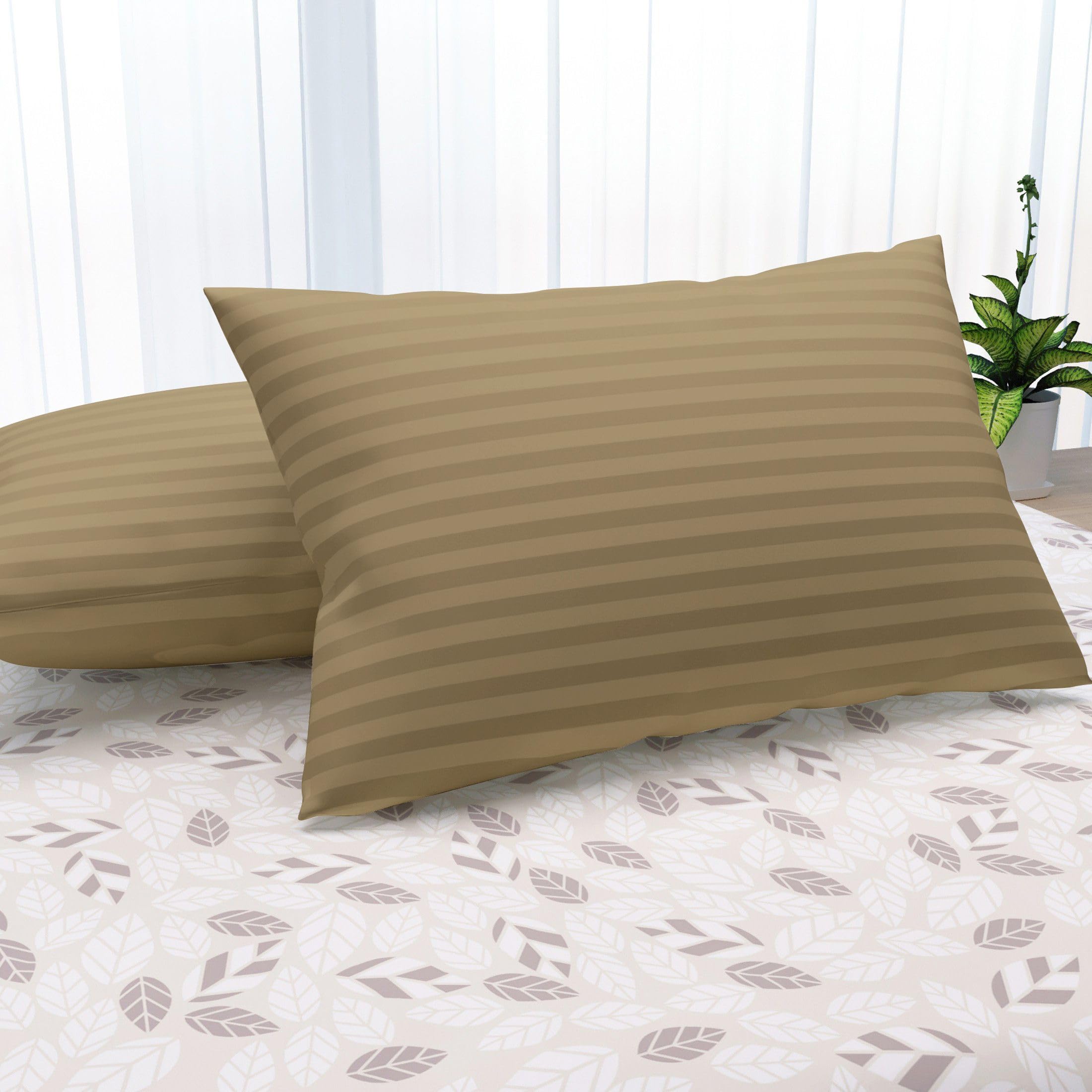 LA VERNE Microfiber Virgin Microfibre Blown Technology Filled Luxurious Anti Bacterial Cloth Sleeping Pillow (Brown, Pack of 2)