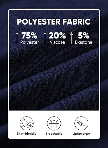 Miniatura 41 de JMIERR Camisas de vestir a rayas con botones y manga corta para hombre