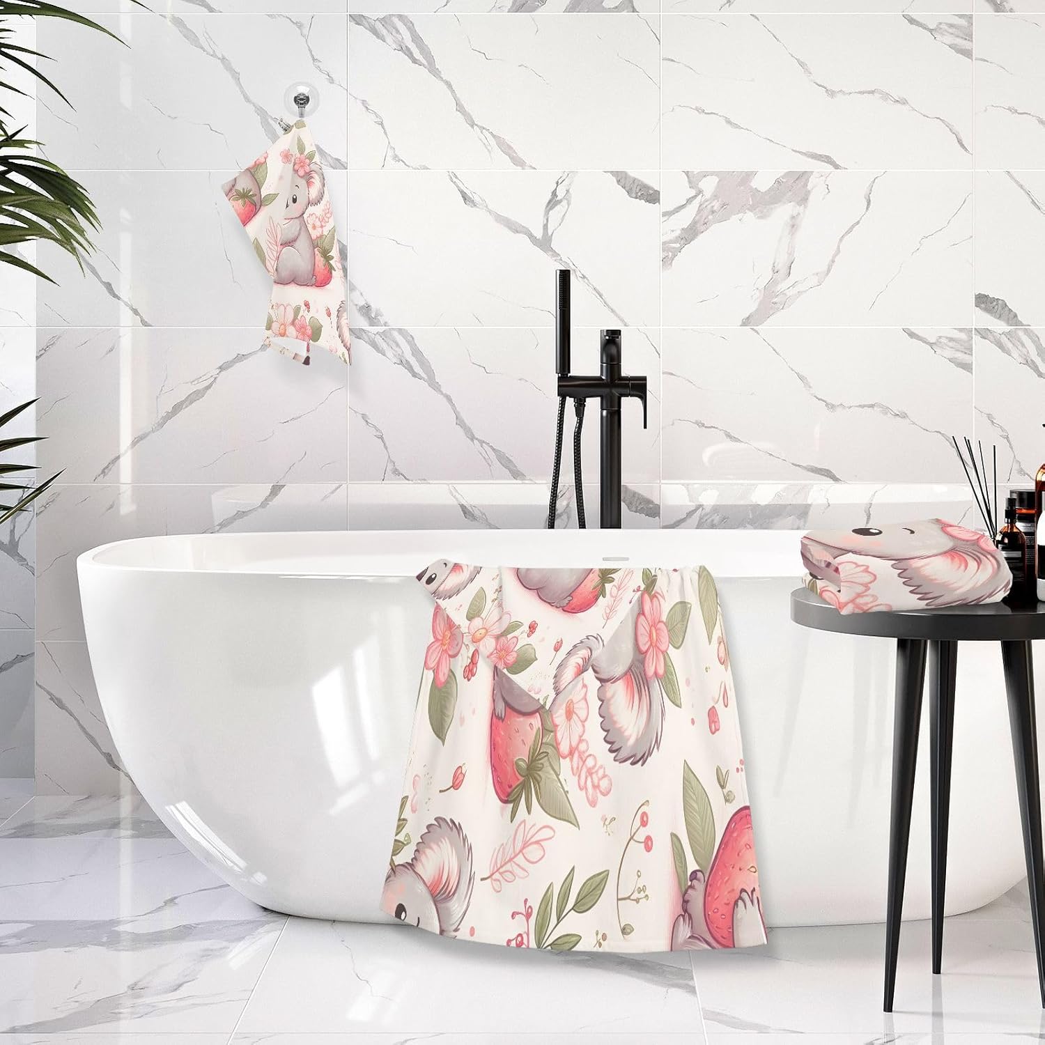 Hand Towels Premium Soft and Highly Absorbent Pattern with Koala Bear 2 Pcs Towels for Bathroom Set 100% Cotton Decorative Face Towels