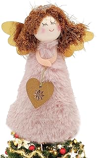 Angel Christmas Tree Topper, Christmas Tree Fairy Angel Xmas Tree Topper, Christmas Decorations Angel, Angel for Top Of Christmas Tree for Home Party Decorations (Pink)