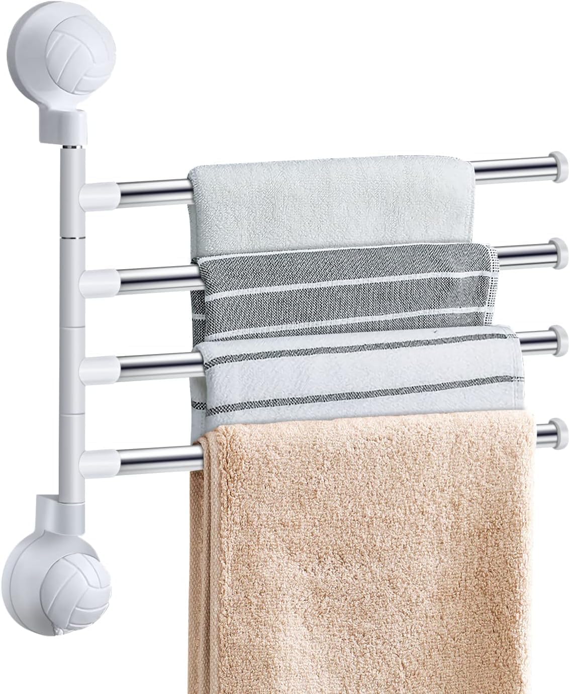 ECVV Swivel Towel Rail, Wall Mounted Rack Holder Hanger with 4 Swing Bars, Stainless Steel Rail Bar for Kitchen Toilet Cloakrooms and Bathroom