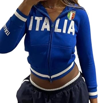 Italia Jackets Crop Jackets Streetwear Clothes Zip Up Jackets Y2k Jackets Trendy Jackets Sweat Jacket Baggy Jacket