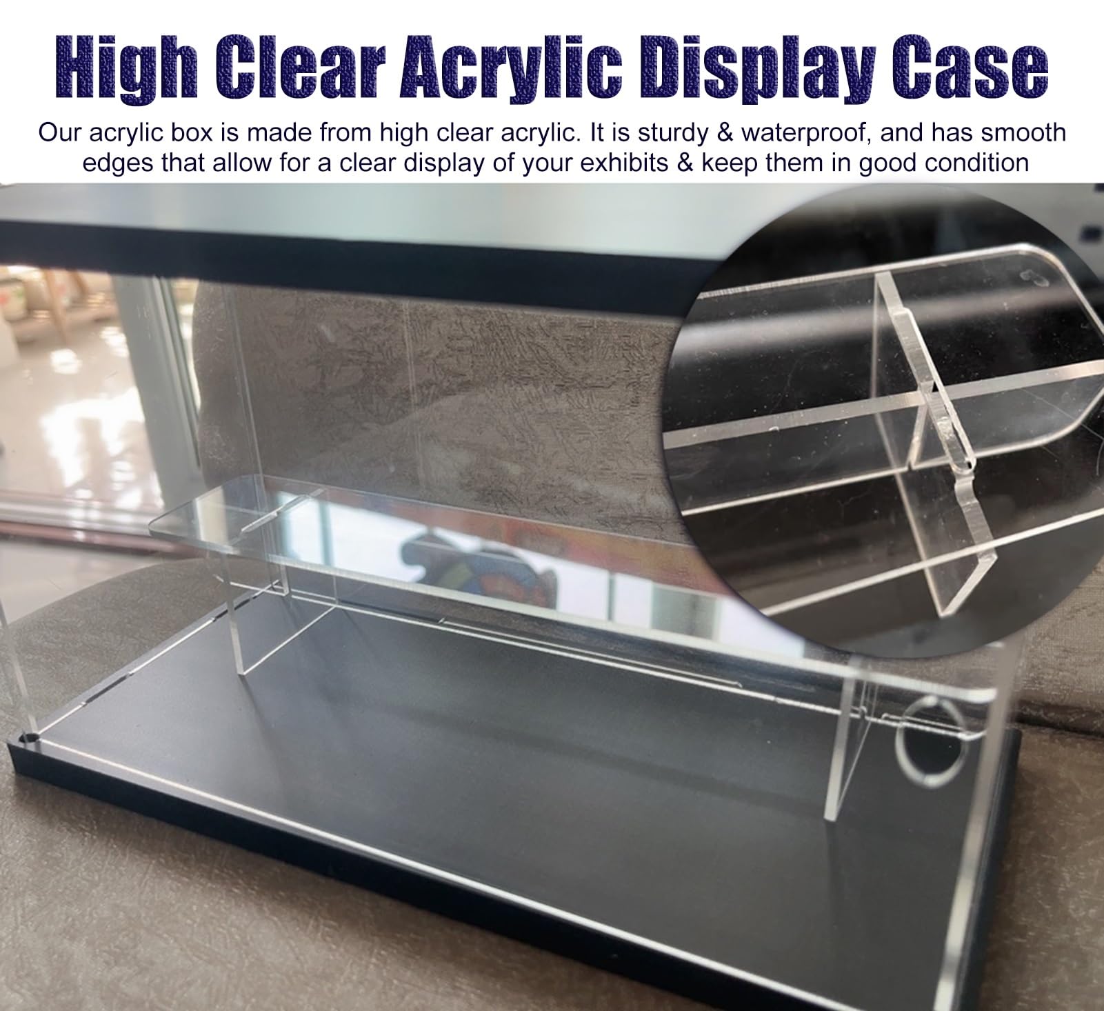 Teca Plexiglass Vetrina Lunga in Acrilico Trasparente con Ripiani, Scatola Portaoggetti per Diverse Piccole Bambole con Ante, Espositore per Modelli da Collezione/Artigianali(2-Layer)
