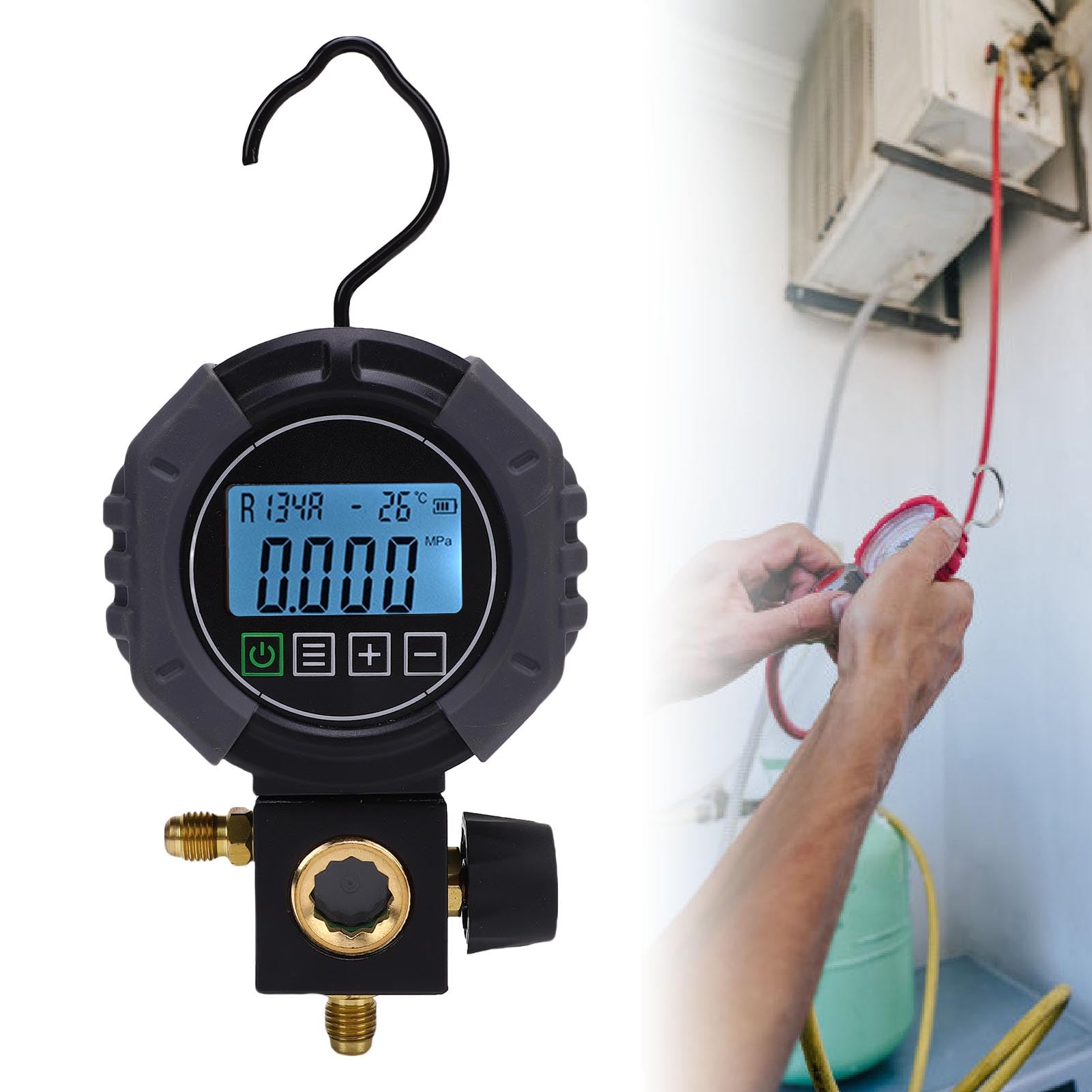 Sxhlseller Digitale Einzelverkäufe, HLK -Kältemittel Digitale Messgeräte mit TFT -LCD Display für R134A, R1234YF, R22, R290, R32, Industrieklassen Ballventil
