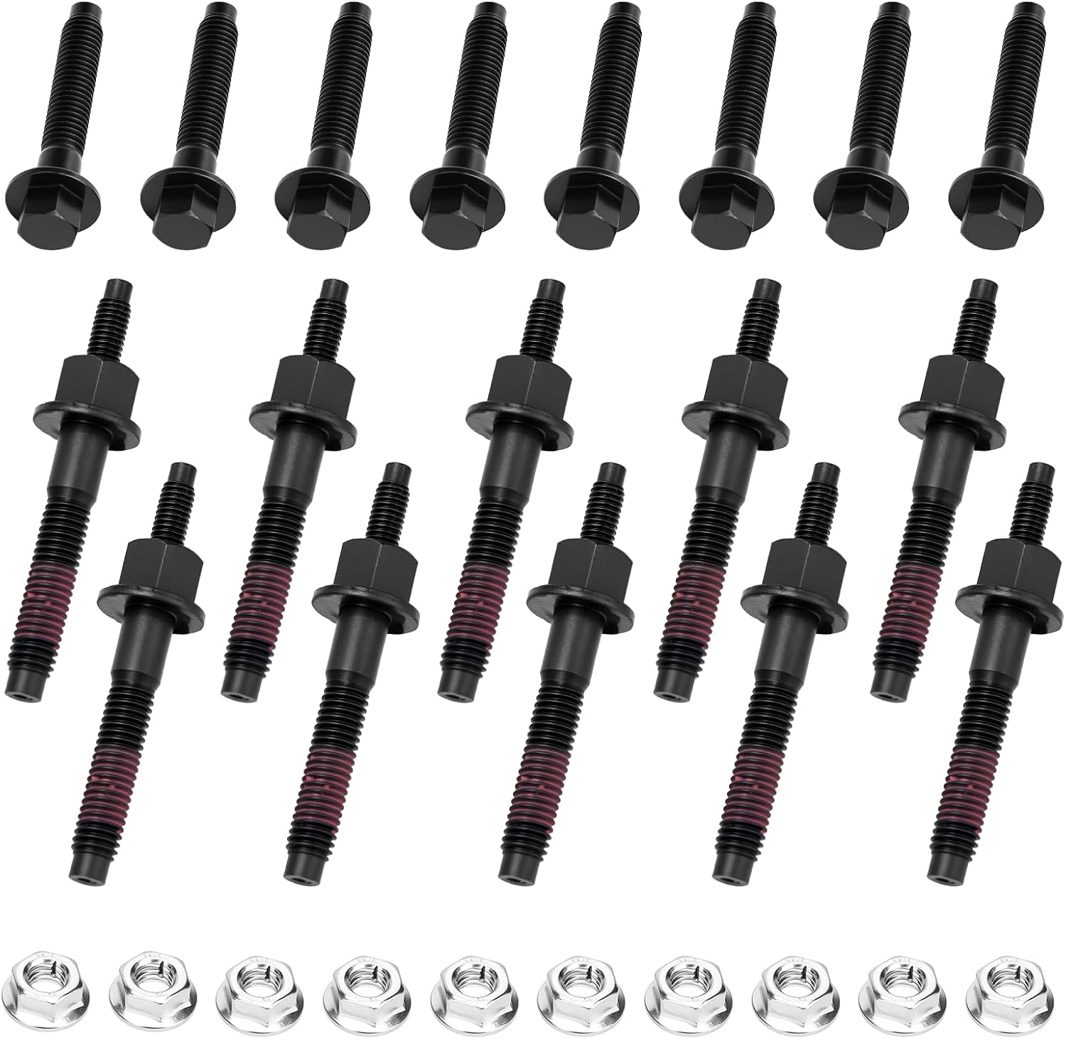 5.7L V8 Exhaust Manifold Bolts & Nuts Kit, Left & Right Side Compatible with 2009-2023 Chrysler 300, Dodge Charger Challenger, Ram 1500 2500, Jeep, Replace# 03309