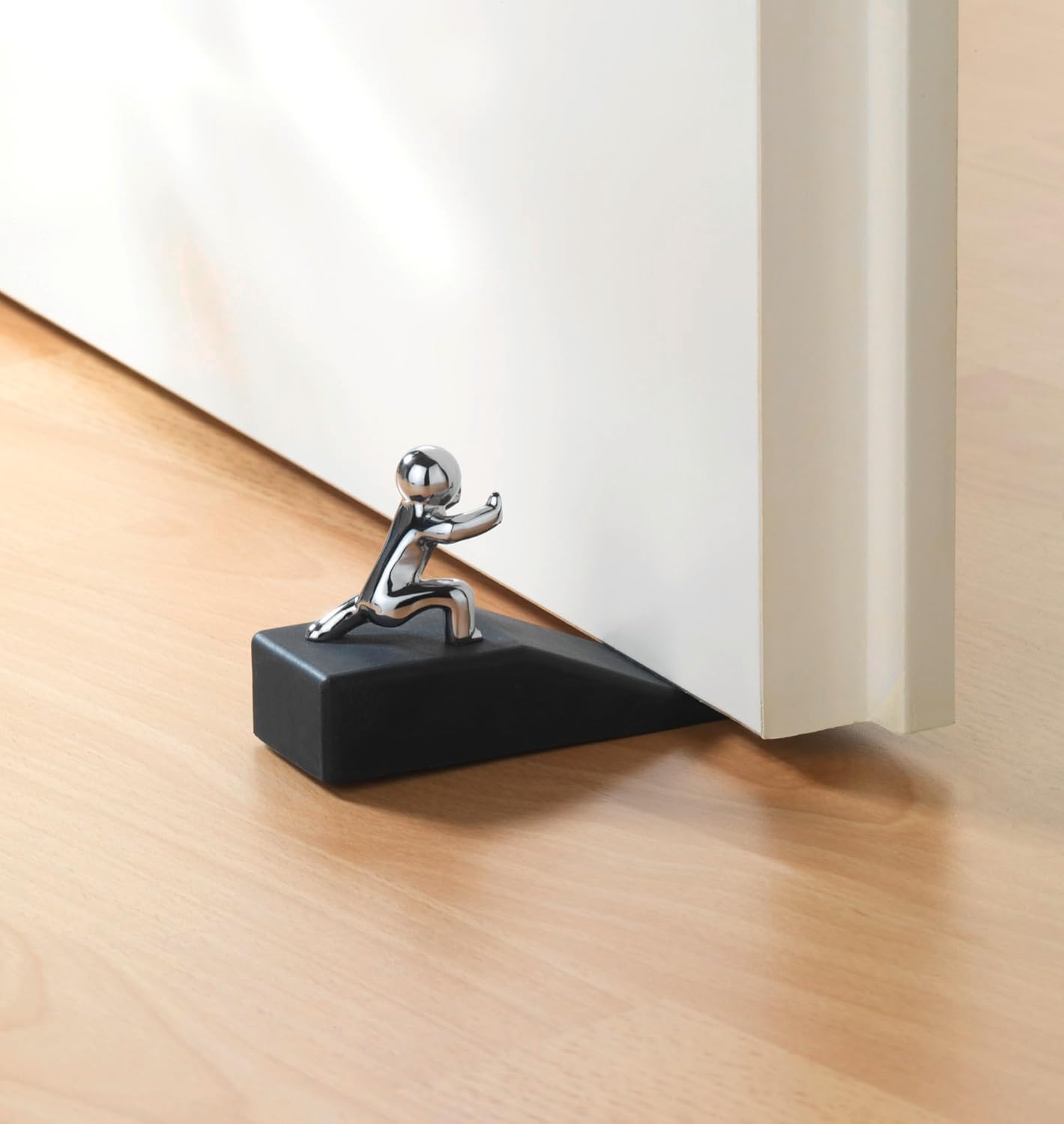 Wenko Hercules 5520060100 Doorstop 10 x 6.5 x 4 cm Rubber/Steel, Black/Chrome