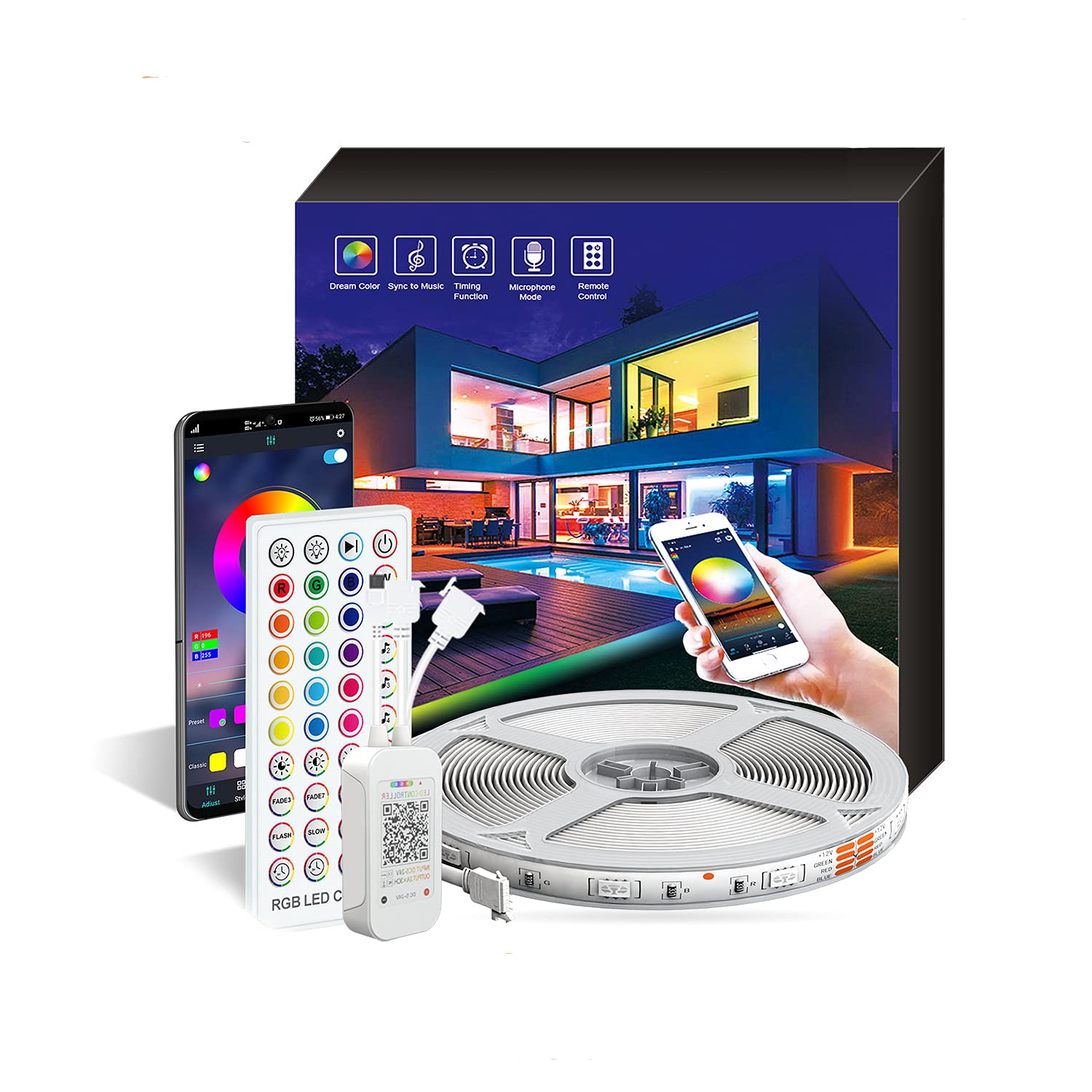 NC Ototon 20M Tira de LED WiFi Intelligent RGB Tiras Led Multicolor Control Remoto Controladas por APP 16 Milliones de Colores Compatible con Alexa Echo Google Home Para Casa Decoración Fiestas (20M)