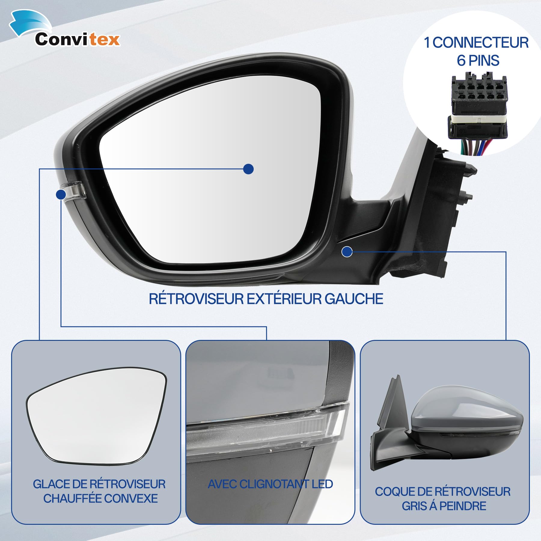 Specchio Sinistro Elettrico per Peugeot 208 ii 2019-2025，Specchietto SX per Opel Corsa F 2019-2025, per YPSILON (L21) 2024 2025