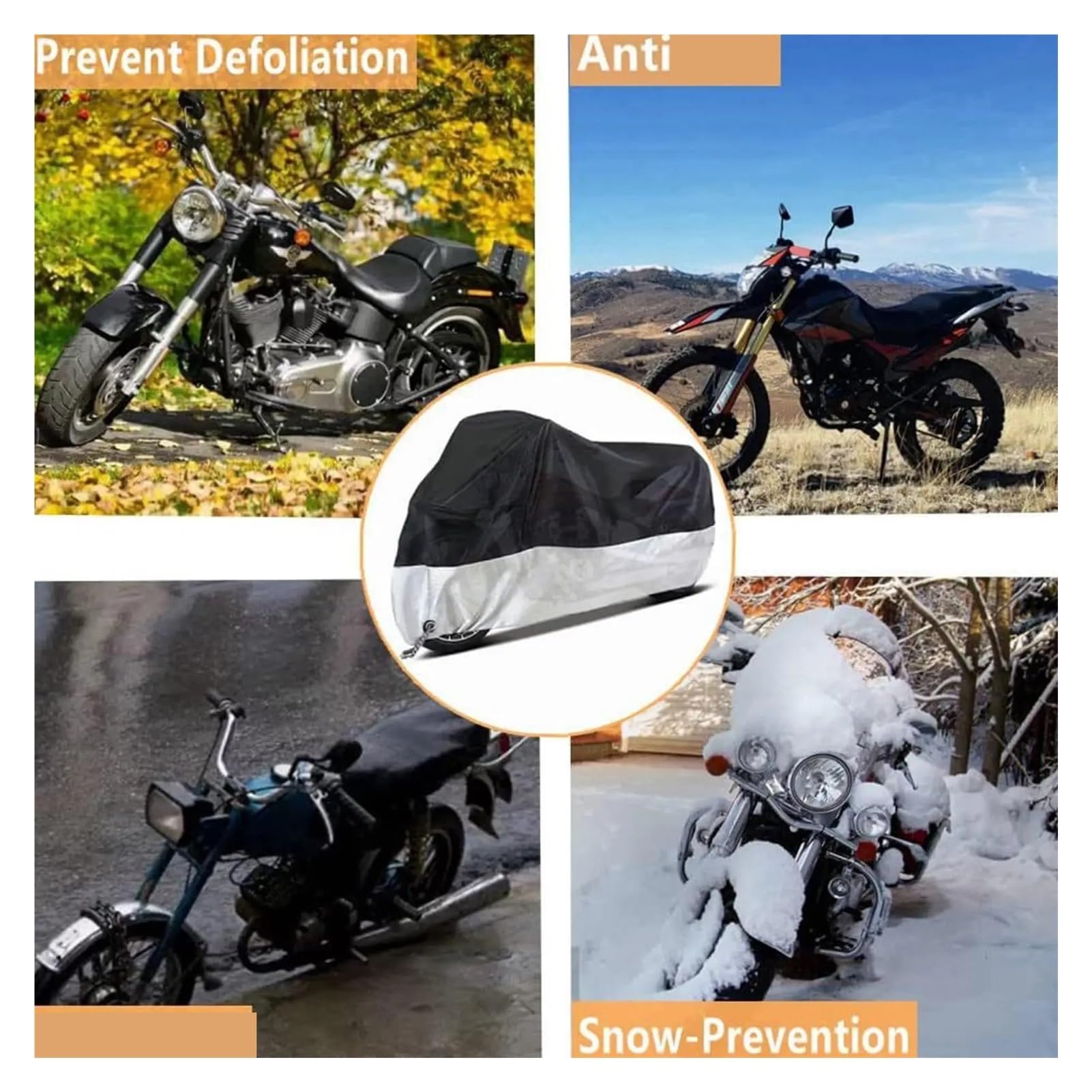 Motocicleta Aire Libre Cubierta L XL XXL Accesorios Motocicletas Cubierta Piezas Almacenamiento Eficiente Protector Prueba Viento Todas Estaciones Orificios Cerradura Estacionamiento Lluvioso