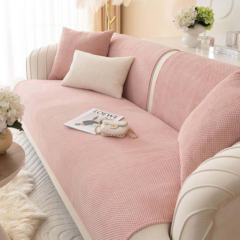 vctops Soft Corduroy Sofa Couch Cover Warm Plush Non Slip Sectional Couch Cover Solid Washable Sofa Slipcover Furniture Protector for Kids, Dogs, Pet, 1 Piece/Not All Set (Off White,43"x94")