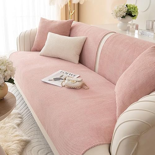Miniatura 9 de vctops Funda de pana suave para sofá, funda de felpa cálida antideslizante para sofá seccional, color liso, lavable, protector de muebles para