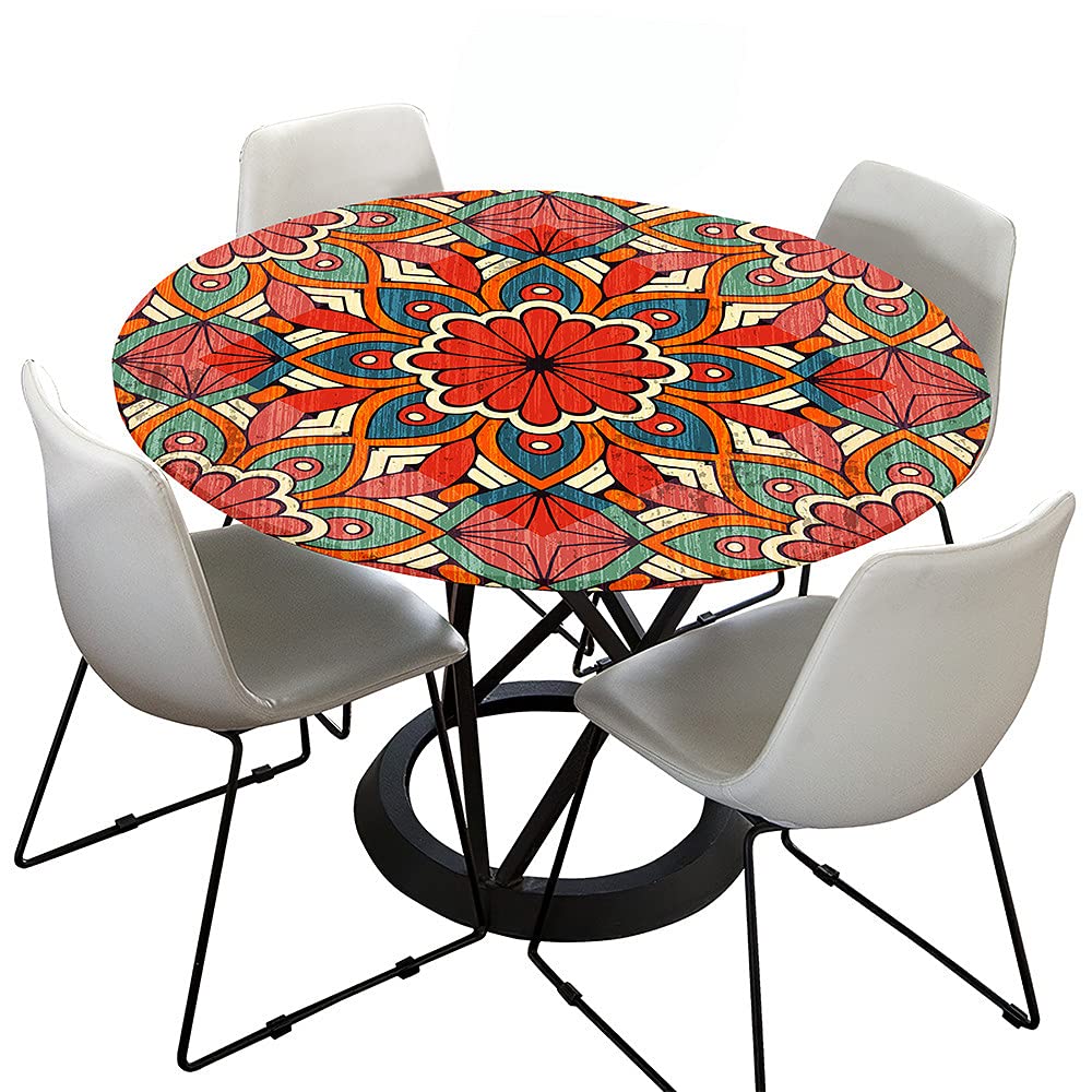 Runde Tischdecke Mit Roten Herzen – Wasserdicht, Elastischer Rand, Für Tische 114–127 Cm (Größe M)