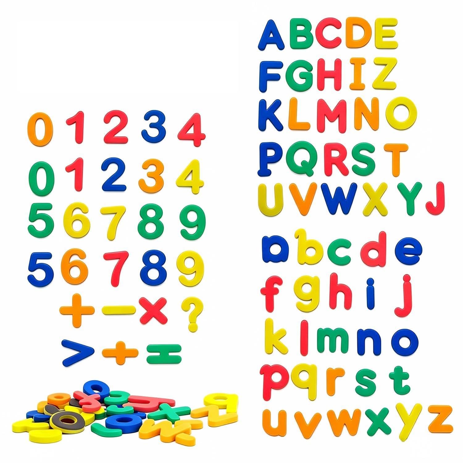Baysihin 79 Pcs Magnetic Letters and Numbers Set,EVA Uppercase Lowercase ABC Alphabet Fridge Magnets with Math Symbols,Educational Learning for Toddlers Preschool Spelling Counting