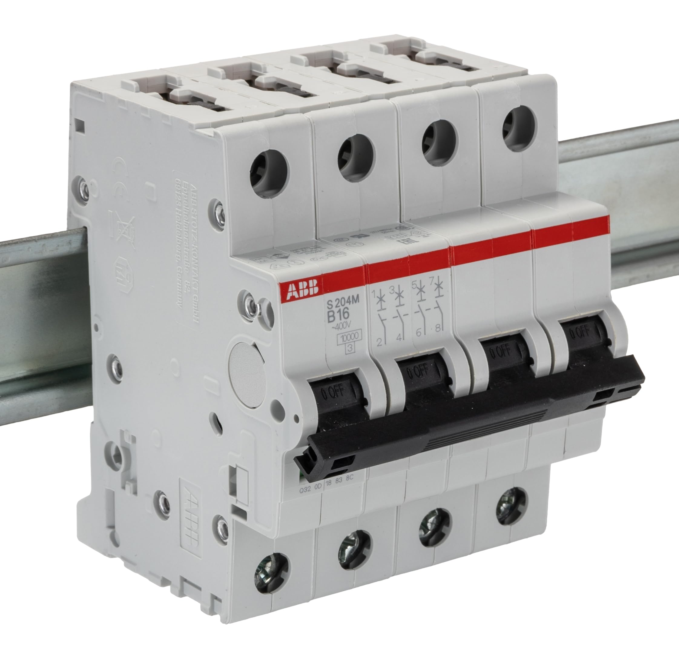 ABB S200M Miniaturüberlastschalter Typ B, Pol 4-polig 16A 400V ac, Abschaltvermögen 10 kA System Pro M Compact
