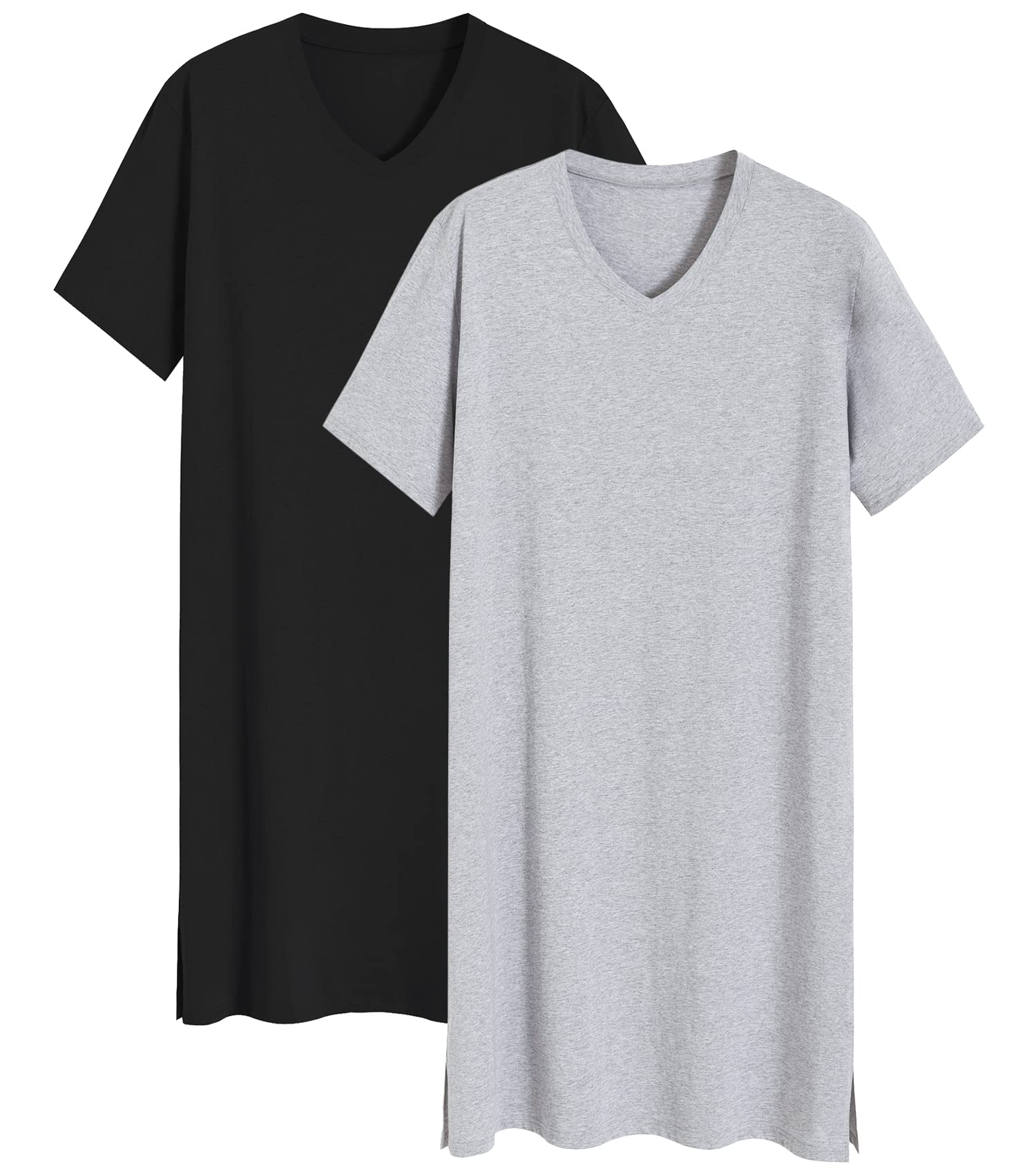Latuza Men's 2 Pack Nightshirt Cotton Sleep Shirt Nightgown
