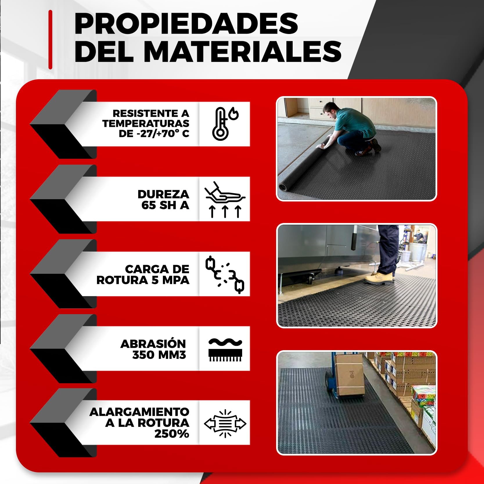 Suelo de Caucho antideslizante, Alfombra Goma rollo, diseño cordoncillo 1Mts(Ancho) x 2Mts(Largo) Espesor 3mm, Furgoneta, PVC Taller Antideslizante Suelo, moqueta resistente al Agua y Fácil de Limpiar