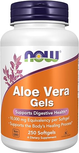 NOW Foods Suplementos, Aloe Vera (Aloe barbadensis) 10,000 mg, Apoya la Salud Digestiva*, 250 Cápsulas Blandas