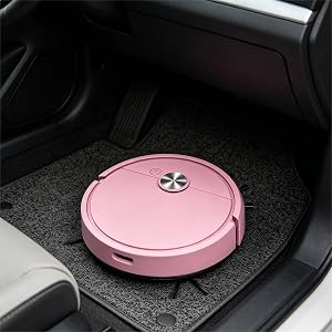 Mini Robot Vacuum for Car, Small Automatic Robot Vacuum Cleaner, Sweeping Machine for Cars and Small Place (Pink)