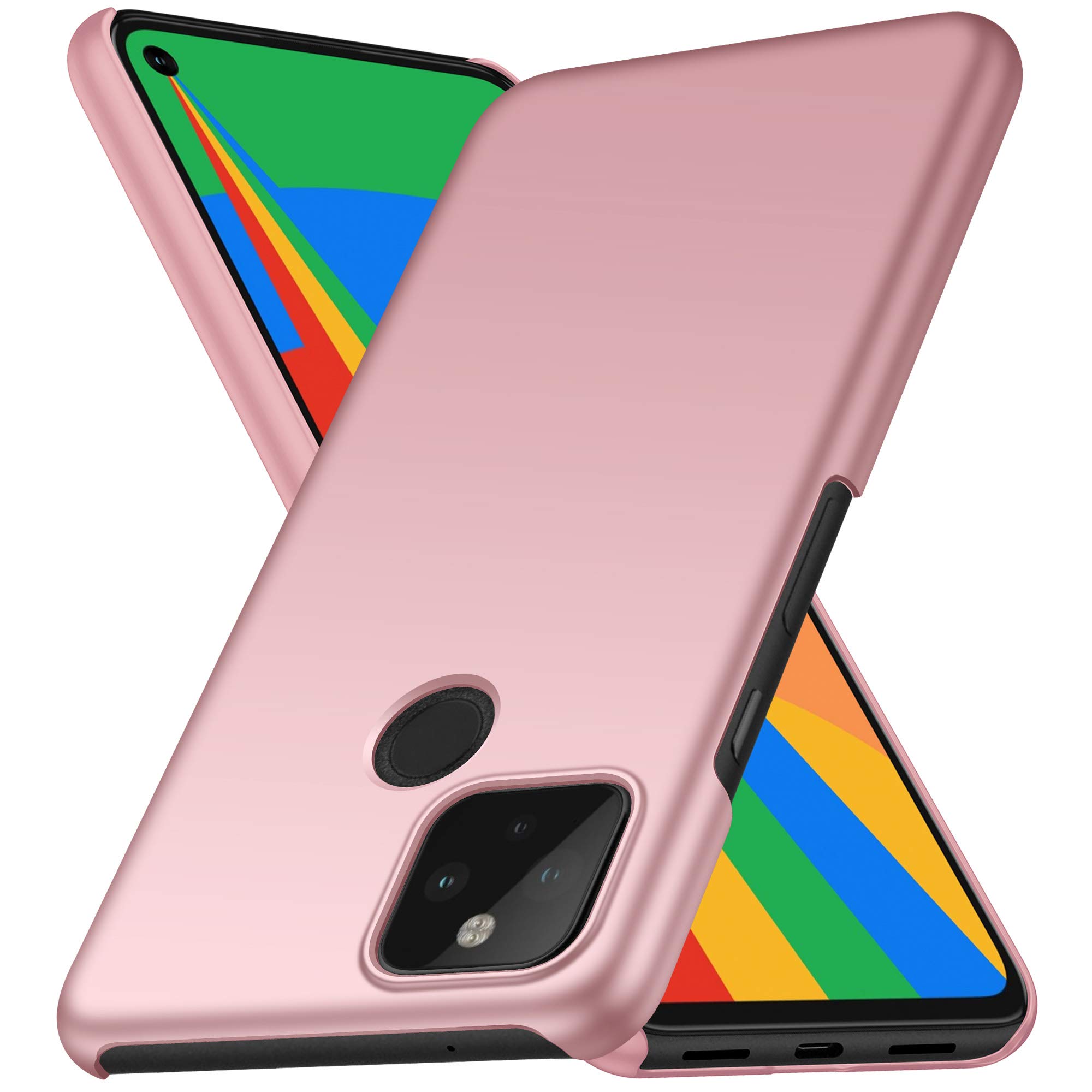 BRAND SET Cover Sottile Per Google Pixel 5 | Custodia Rigida In PC Opaco | Anti-impronta | Colore Rosa Oro | Ultrasottile