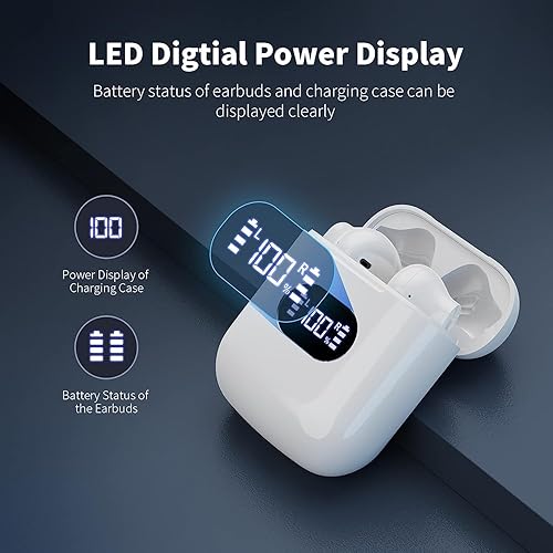 Miniatura 7 de Auriculares inalámbricos, auriculares Bluetooth 5.3, 36 horas de reproducción con pantalla de alimentación LED, estuche de carga de sonido premium,