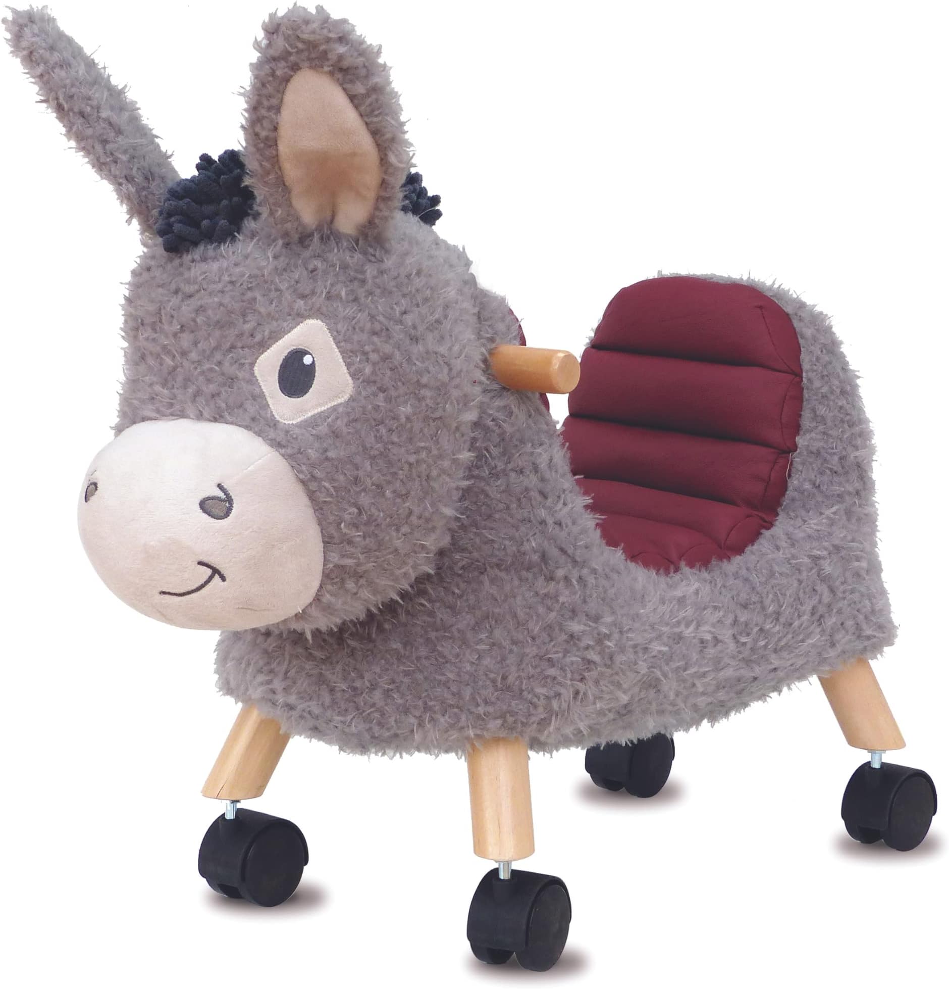 Little Bird Told Me - Bojangles Donkey Ride On Toy for Toddler 12+ Months Unisex - Soft Animal Toy on Wheels, Sturdy Wooden Frame, Wipe Clean Supportive Seat - British Brand Since 2007