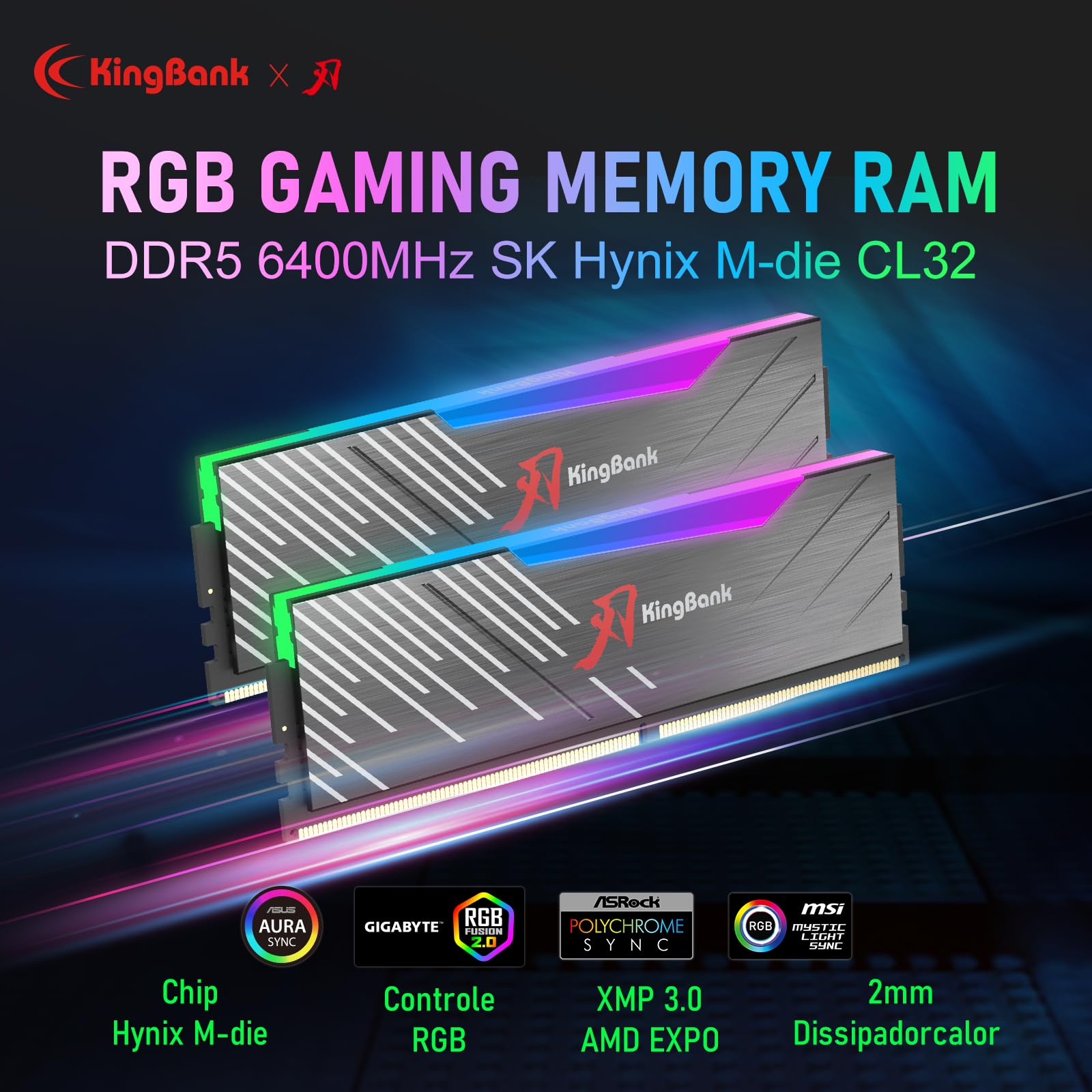 Amazon.co.jp: KingBank RGB コンピューター デスクトップメモリ Ram