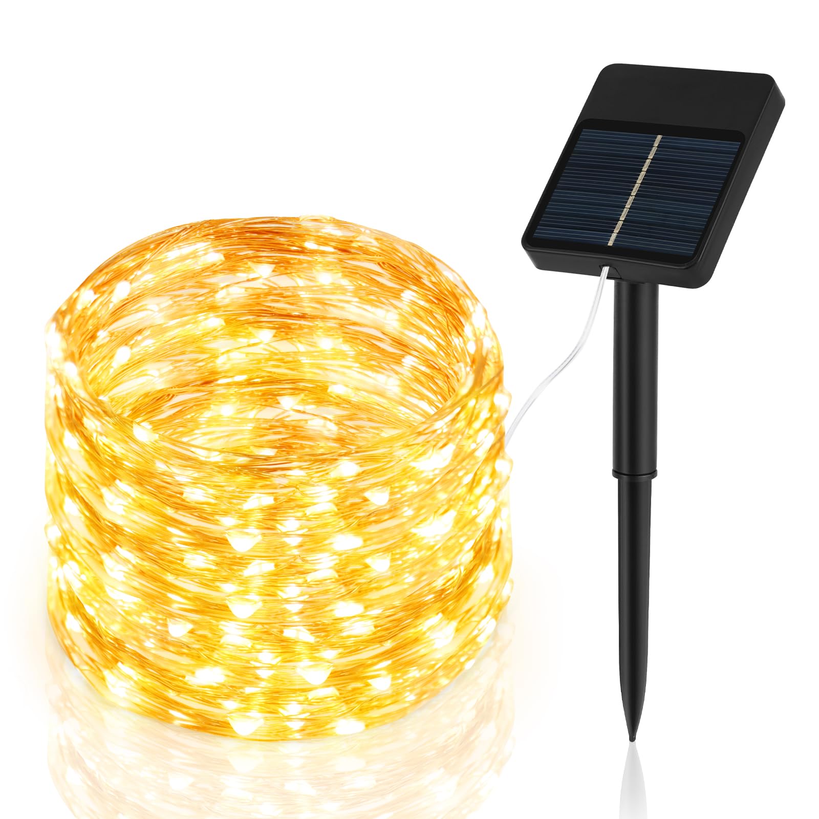 Guirnaldas Luces Exterior Solar,12M Luces Solares LED Exterior Jardin, 100LED Guirnalda Luces Exterior, 8 Modos IP65 luces exterior, Cadena de Luces Decoracion para Terraza, Fiestas, Bodas, Patio
