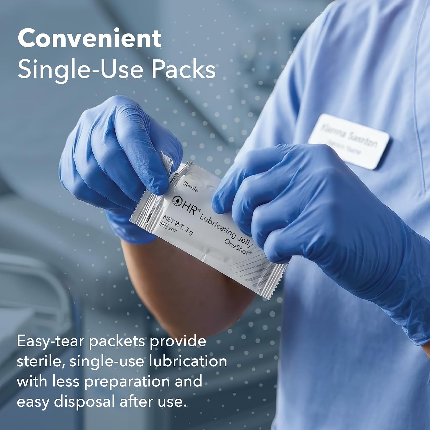 HR Lubricating Jelly, Sterile, Medical & Home Use, 3 g CarePac | Convenient CarePac Dispenser, 30-Count | Water-Soluble | Non-Greasy | Latex-Free | Clear & Odorless | for Catheter & Exam