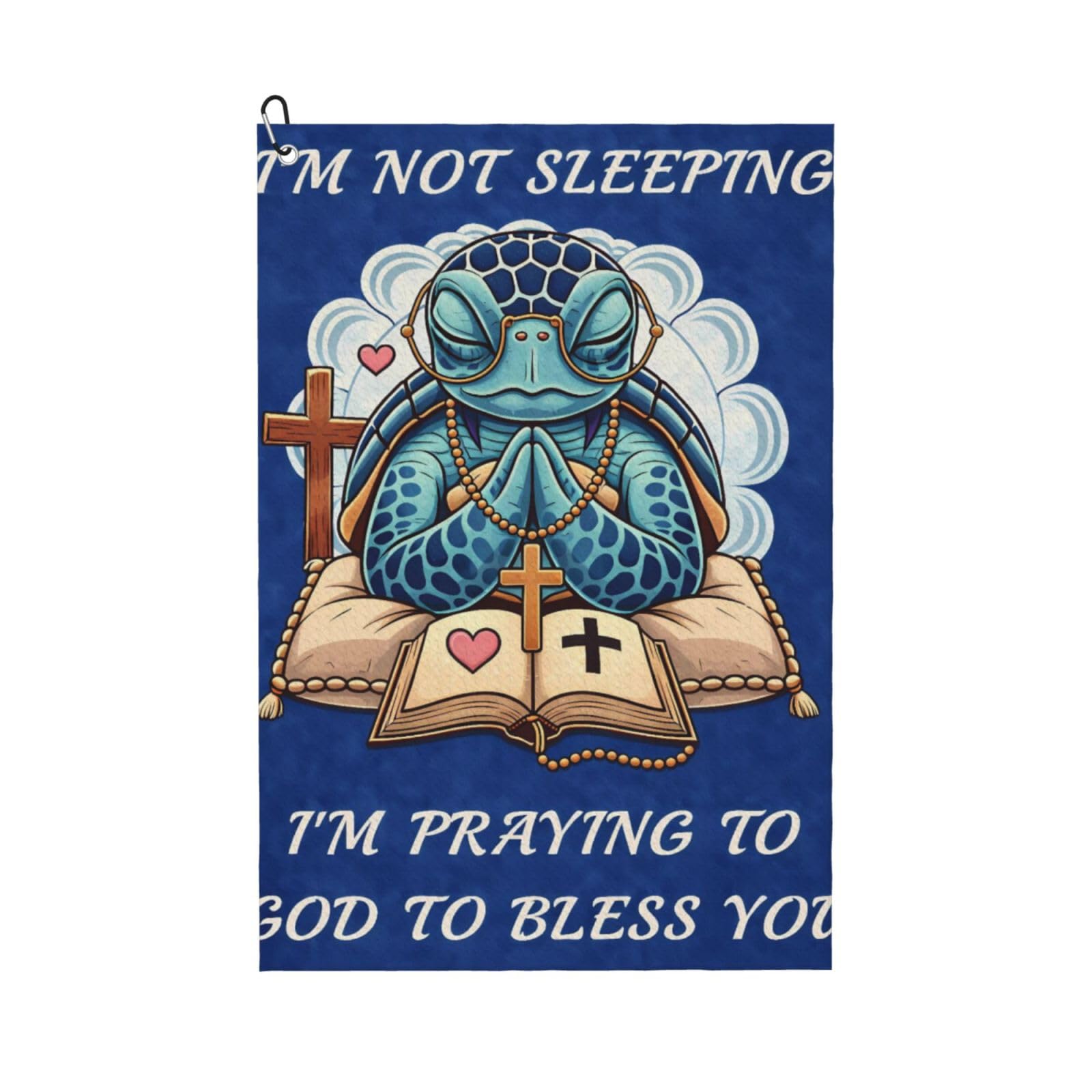 Oudrspo Lovely Praying Little Turtle Multi-Functional Golf Towel | Absorbent Quick Drying 16x24in