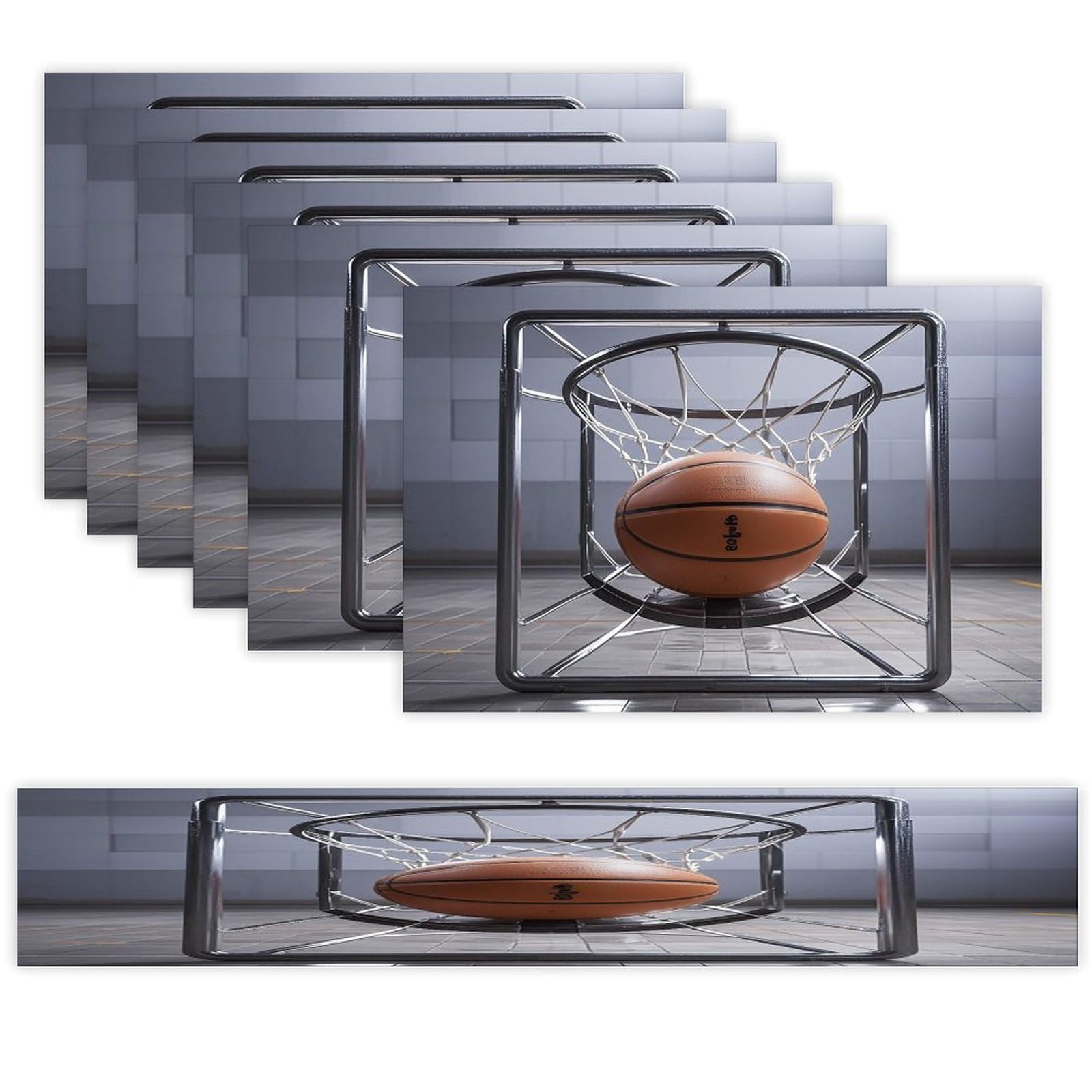 Basketball Table Runner and Placemats Set of 6 Heat Resistant Washable Table Runners Dining Mat Sets Modern Cloth Place Mats Linen Table Decor for Kitchen Dining Room