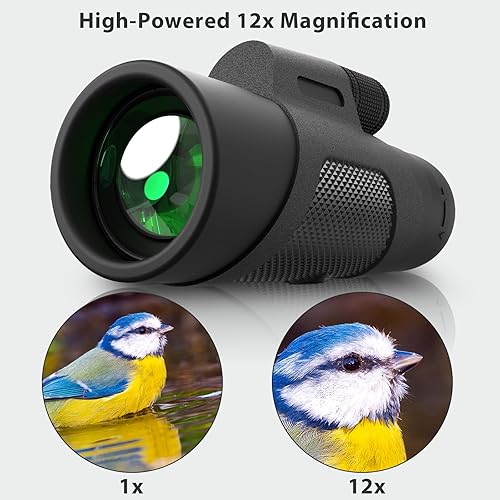 Miniatura 2 de Telescopio monocular de 12 x 56 pulgadas para smartphone, monoculares para adultos, alta potencia, alta definición, con adaptador de teléfono,