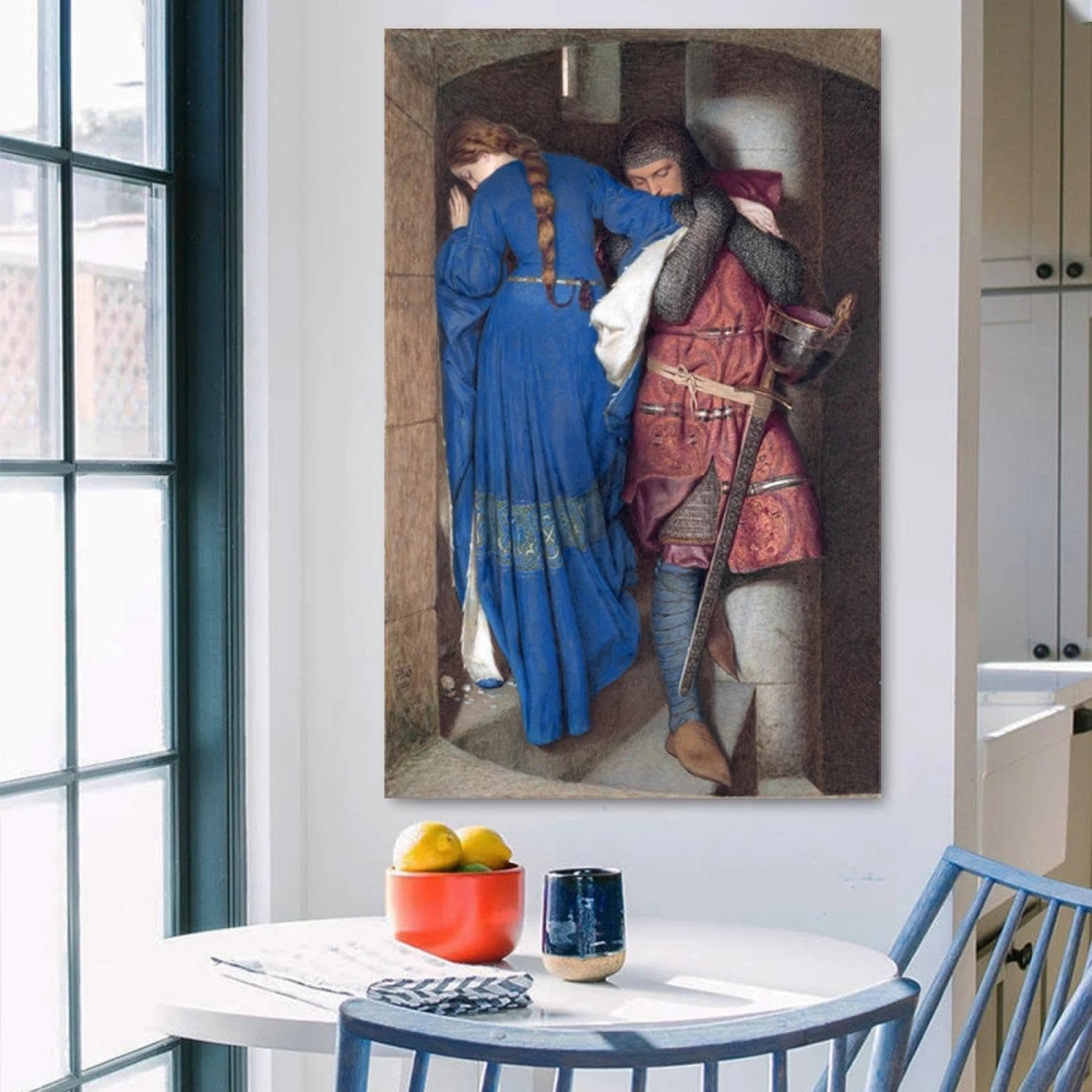 Gosrd Frameless The Meeting On The Turret Stairs Prints On Canvas Painting By Frederic William Burton Poster Love Story Wall Home Decor 70X105cm