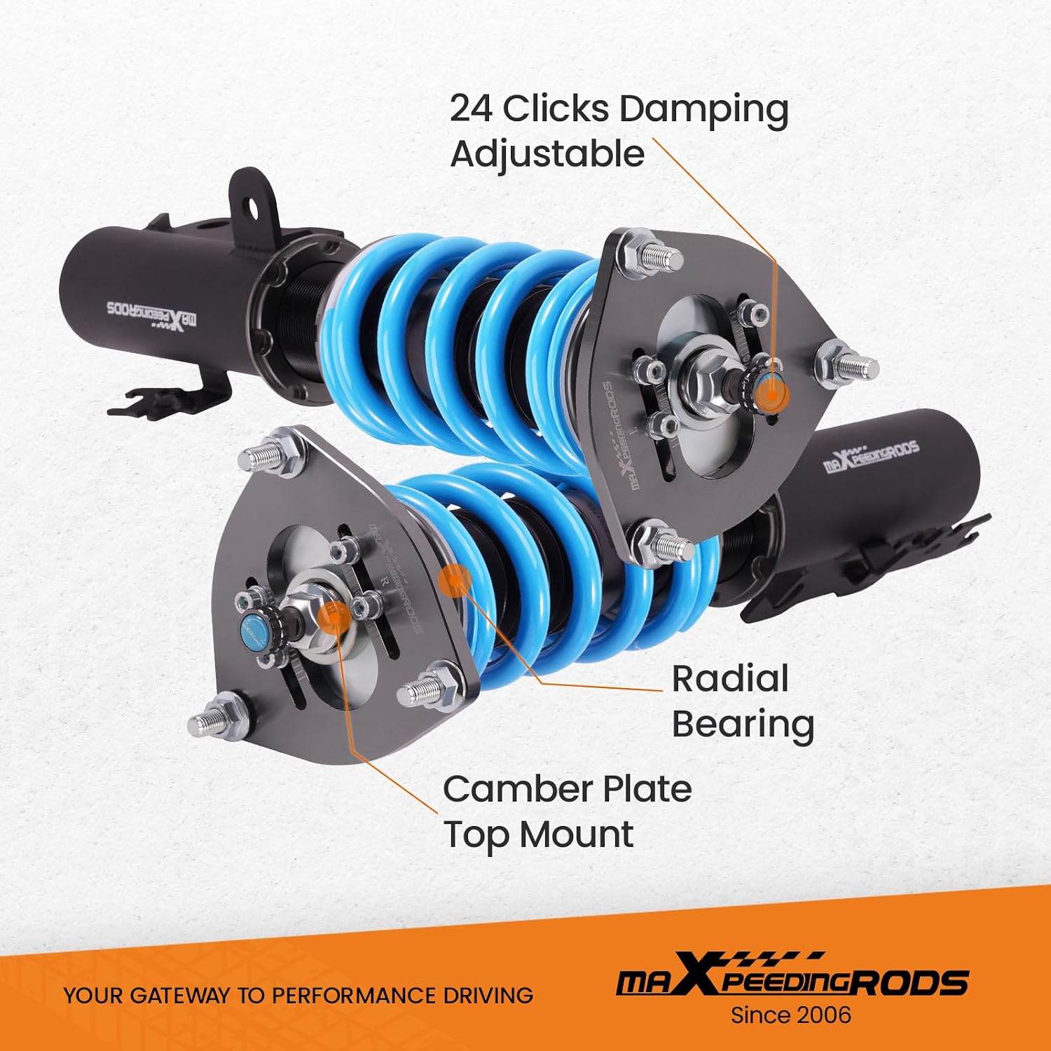 maXpeedingrods Coilover for Scion TC 2011-2016, for Toyota Zelas 2011-2016, 24 Levels Damper Adjustable Coilover Suspension Kit, Height Adjustable T6 Upgraded Lowering Kits Blue
