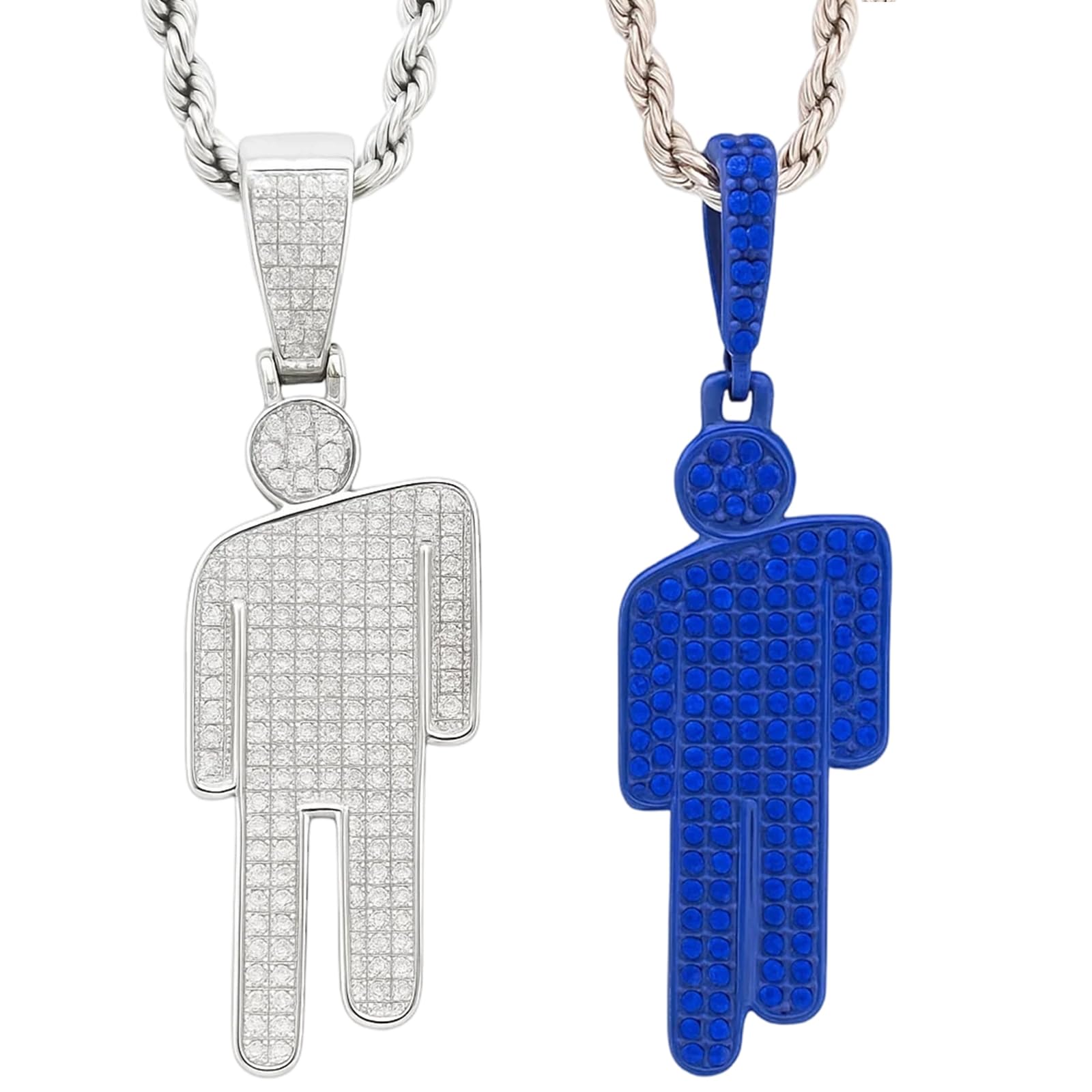 YenMzx Hip Hop Villain Necklace, Bad Guy Thanos Necklace, 2Pcs Blue and Silver Couple Blohsh Necklaces, Blohsh Accessories for Halloween, Carnival and Everyday Dress-up