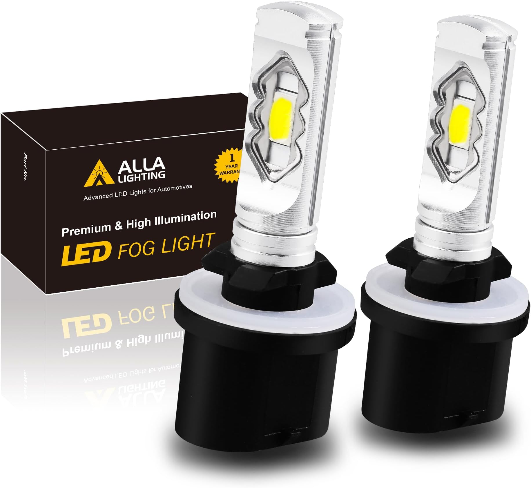 Alla Lighting 3800lm 899 880 LED Fog Light Bulbs, Super Bright PG13 Base 884 885 887 893 H27 H32, ETI 56-SMD (6000K Xenon White)