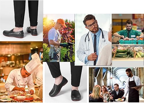 Miniatura 6 de Wygwlg Zapatos de cocina para servicio de alimentos, cómodos, ligeros, impermeables, resistentes al aceite, antideslizantes, zapatos de trabajo para