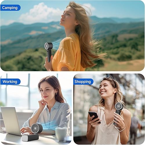 Miniatura 6 de Ventilador turbo portátil de mano, mini ventilador plegable con tecnología Air Turbo, ajuste de velocidad 1-199, tiempo de funcionamiento de 20