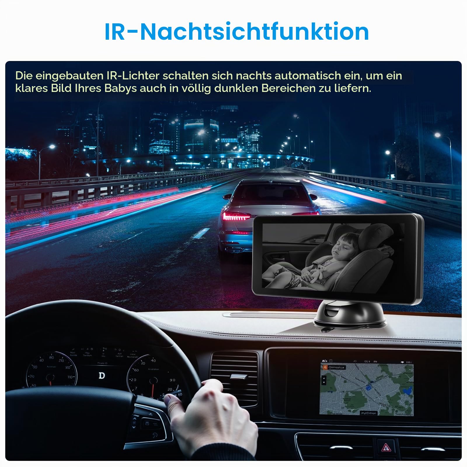Inefala Baby Auto Kamera,Spiegel Auto Baby Rückbank 6,86 Zoll Split-Screen