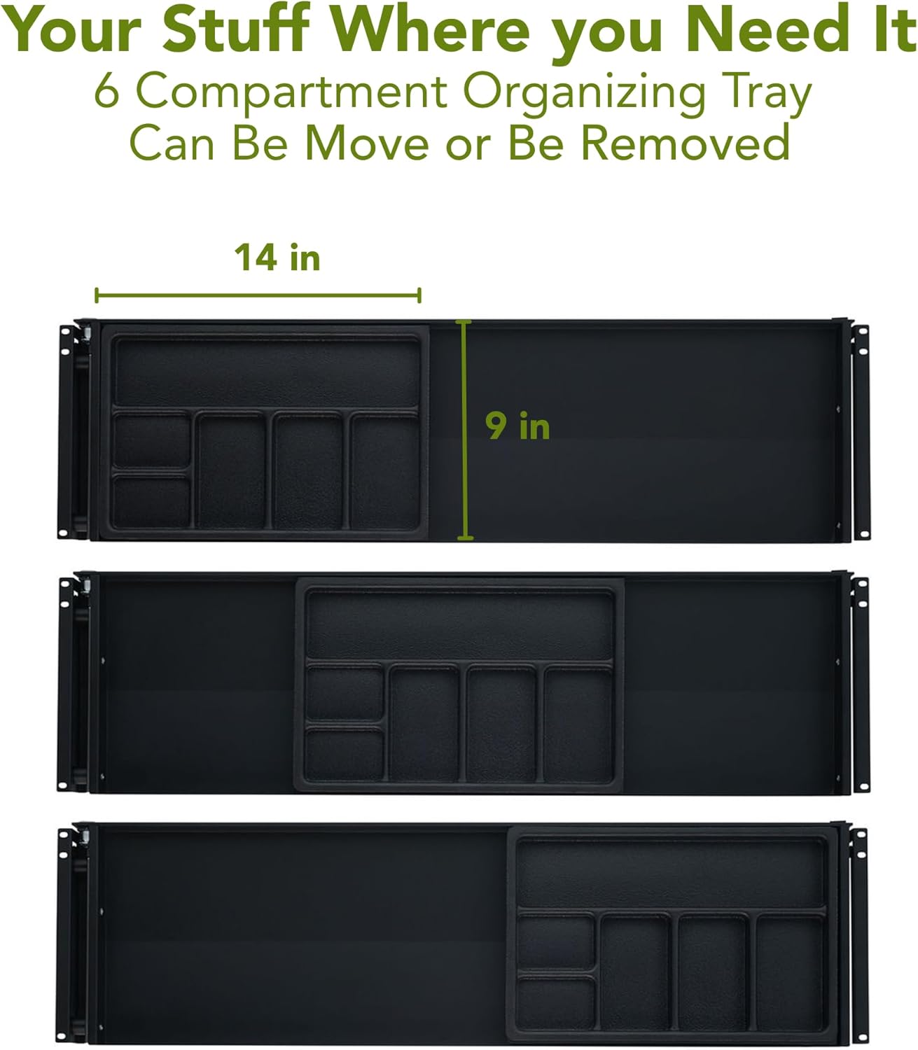 PERFECT POSTURE Under Desk Storage Drawer with Lock — Slim Pen & Pencil Drawer for Regular & Sit-Stand Standing Desks, Black (33” x 9.4”)