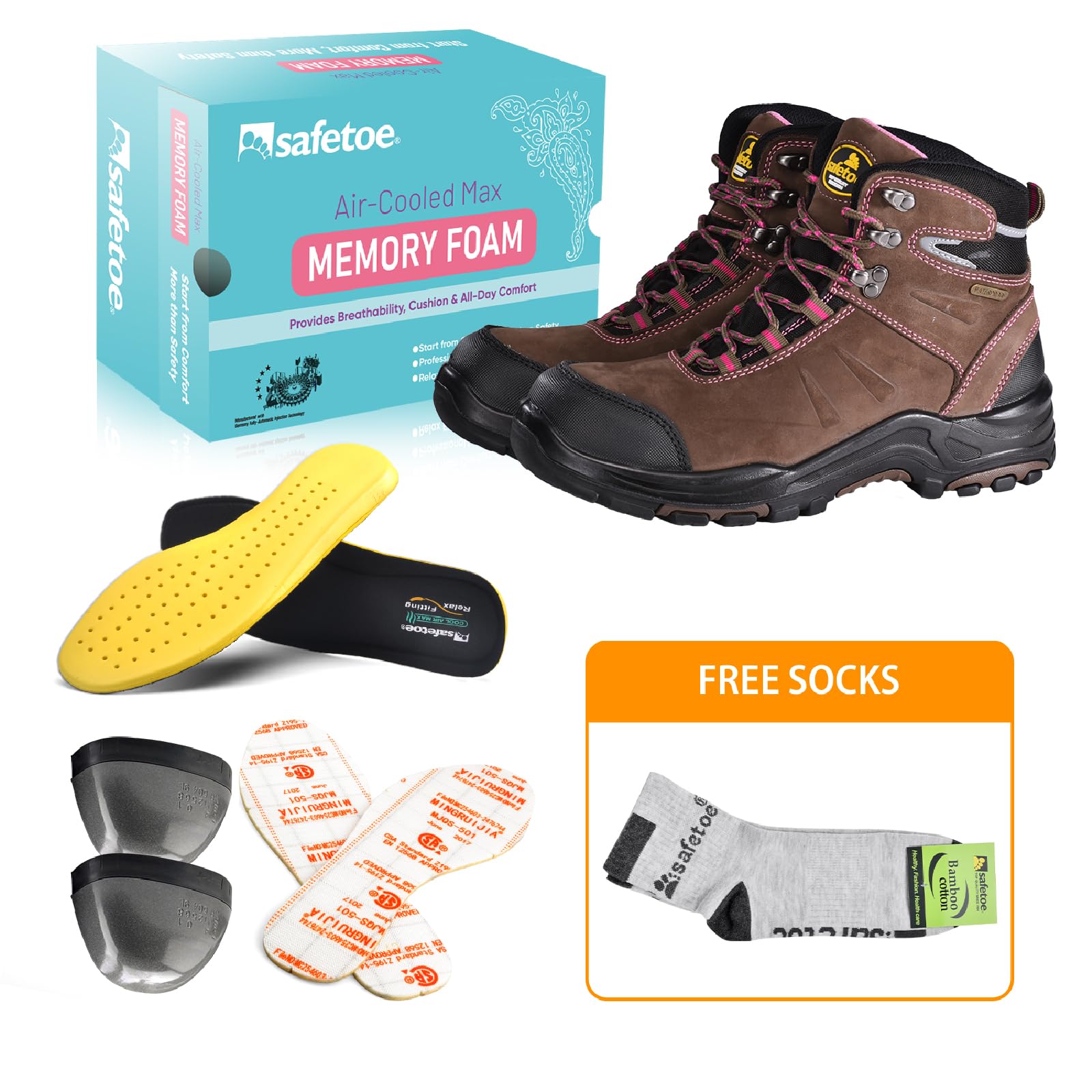 SAFETOE Frauen Arbeitsstiefel 8553 Wasserdichte Leder Composite Toe Gummisohle