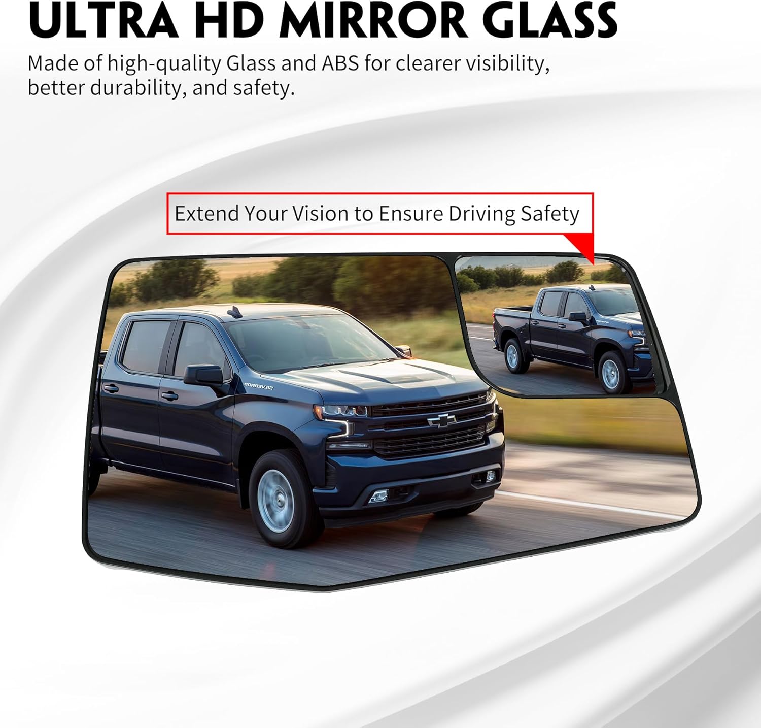 Passenger Right Side Door Heated Mirror Glass with Rear Holder Convex Blind Spot Glass for Chevy Silverado 1500 and GMC Sierra 1500 2019-2024 Replace# GM1325159 84309709