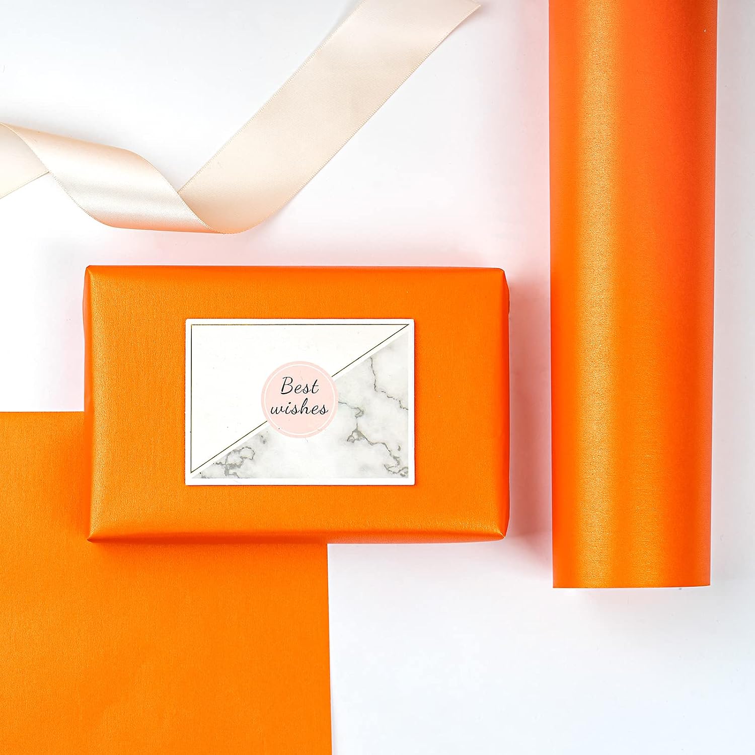 RUSPEPA Orange Matte Wrapping Paper - Solid Color Pearly - luster Paper Perfect for Wedding, Christmas, Baby Shower -17 Inches X 32.8 Feet image 3