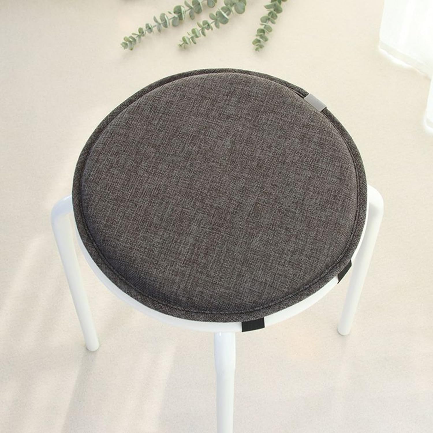 Greenjin 13 Inch Round Bar Stool Cushions for Kitchen Dining Chair, 2 Pack Non Slip Chair Seat Cushions with Straps, Round Chair Pad, Circle Stool Cushion for Bistro Hight Stool Brown Grey