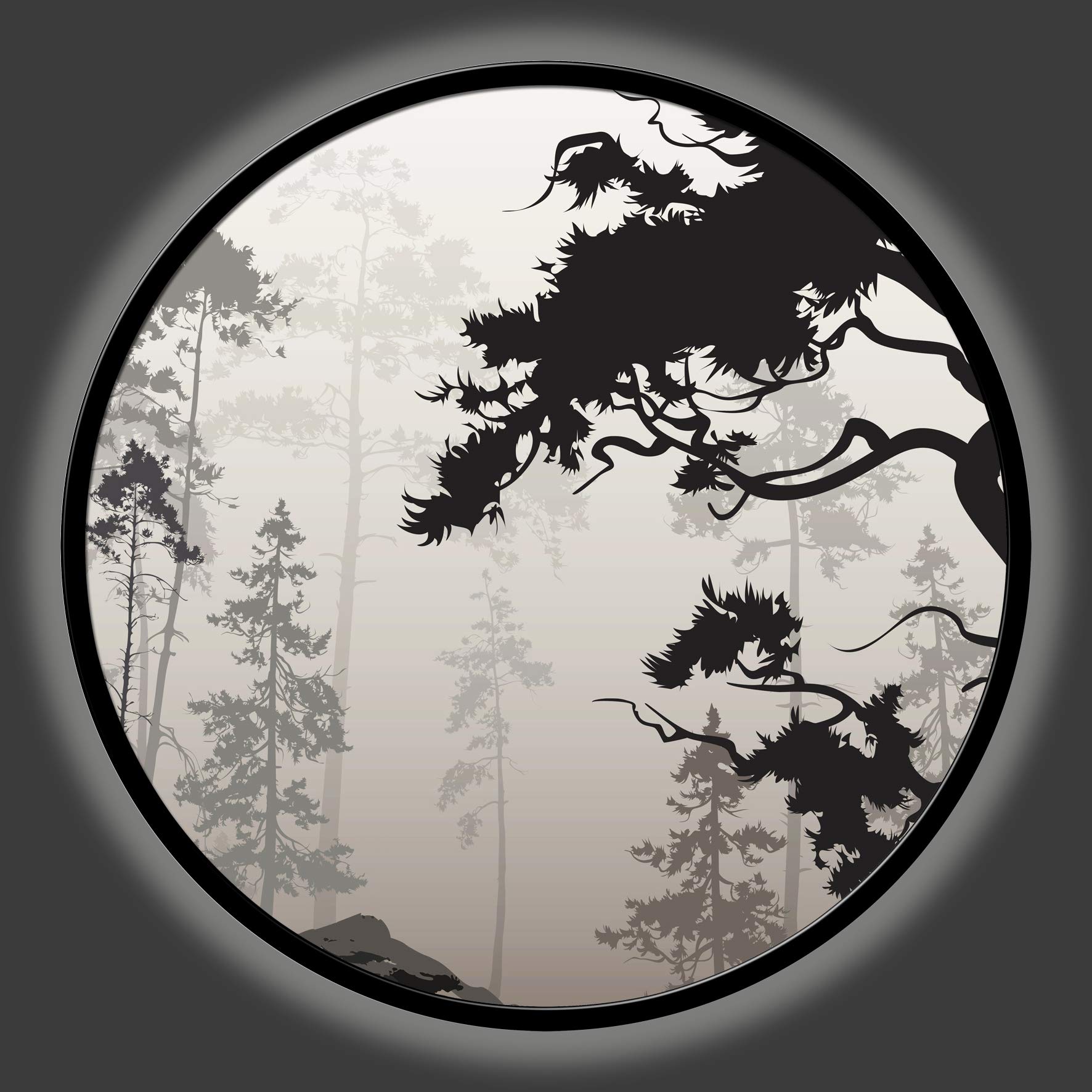 Panel redondo luminoso decoración pared Ø100 cm lámpara diseño bosque silencioso multicolor