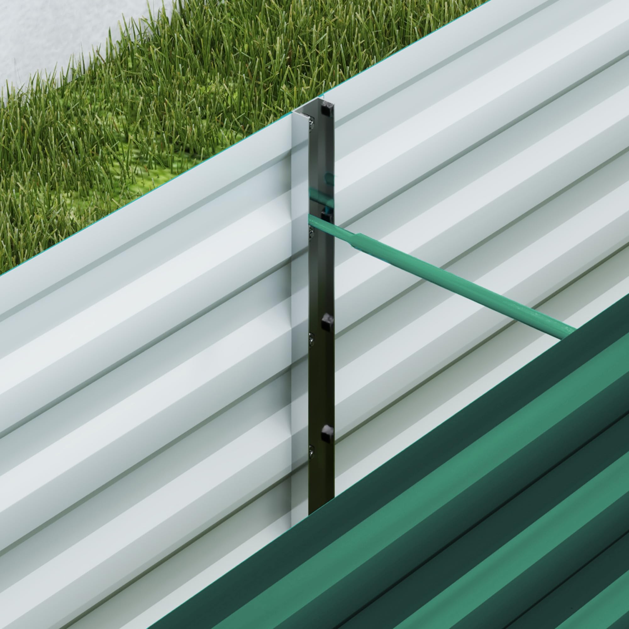 Outsunny Letto per Orto Rialzato da Esterno 394L, Fioriera da Balcone in Acciaio Galvanizzato con Fondo Aperto, per Piante, Fiori e Verdure, 240x40x45cm, Verde