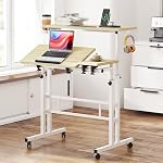 SDHYL 31.5 inches Movable Laptop Desk with Mouse Board Adjustable Height and Angle Anti-Slip Workstation Home Office Desk with Tablet Slot Portable Student Desk, Black
