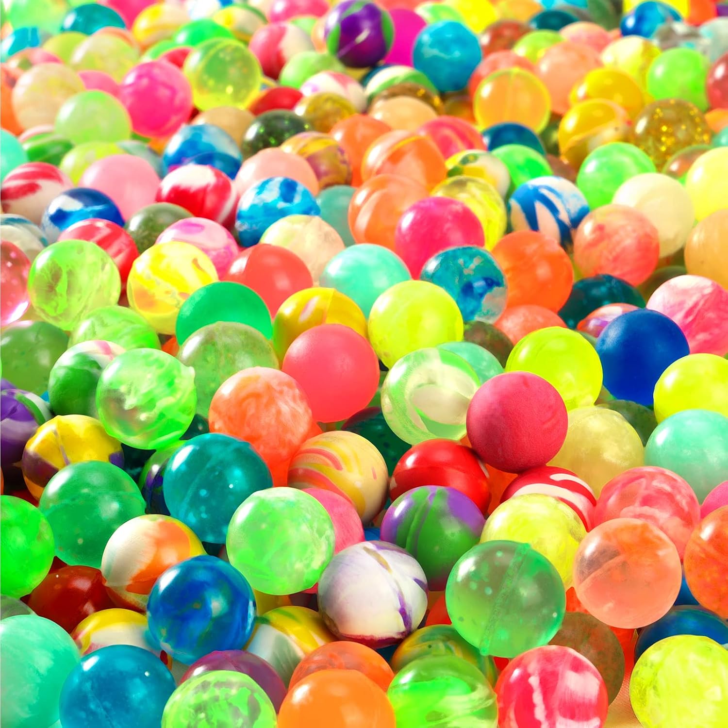 Pllieay 500pcs Colorful Mixed Bouncy Balls, 20mm/0.78inch Various Styles, Small Rubber Bouncing Balls for Kids Party Favors, Gift Bag Filling and Vending Machines