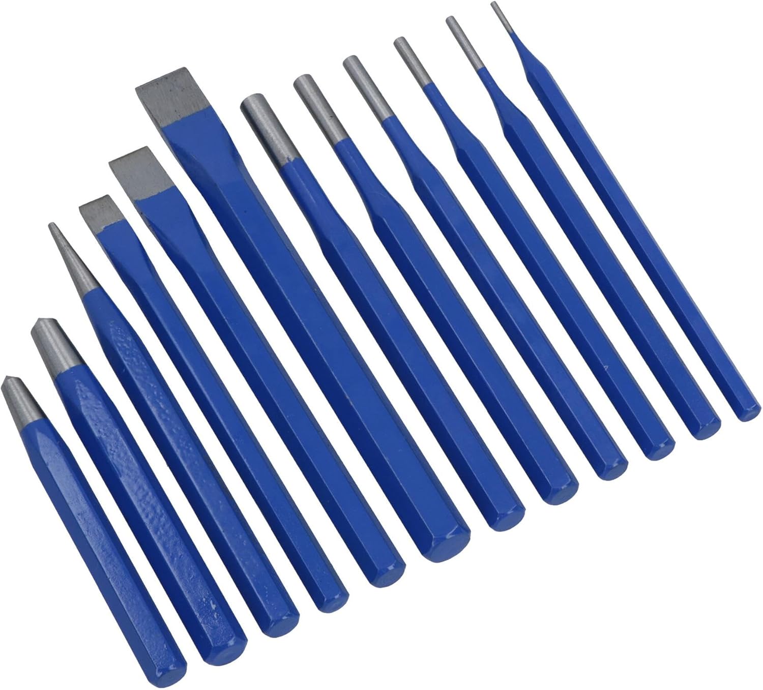 Punch and Chisel Set Centre Tapered Parallel Drift Pin Punches Cold Chisels 12pc